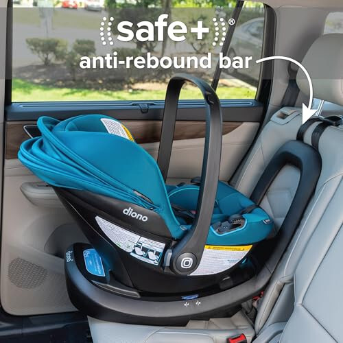 Diono LiteClik30 XT SafePlus Infant Car Seat and Base, Rear-Facing for Infants 4-30lbs, SafePlus Engineering, with Infant Insert, UPF 50+ Sunshade (Blue Razz Ice) - 4