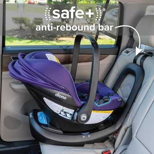 Diono LiteClik30 XT SafePlus Infant Car Seat and Base, Rear-Facing for Infants 4-30lbs, SafePlus Engineering, with Infant Insert, UPF 50+ Sunshade (Purple Wildberry) - 4