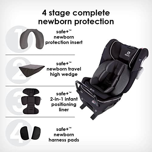 Diono Radian 3QXT SafePlus 4-in-1 Rear and Forward Facing Convertible Car Seat, Safe Plus Engineering, 4 Stage Infant Protection, 10 Years 1 Car Seat, Slim Fit 3 Across, Jet Black - 3