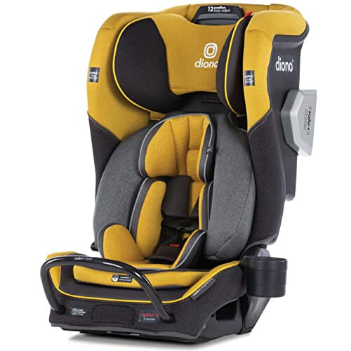 Diono Radian 3QXT SafePlus 4-in-1 Rear and Forward Facing Convertible Car Seat, Safe Plus Engineering, 4 Stage Infant Protection, 10 Years 1 Car Seat, Slim Fit 3 Across, Yellow Mineral - 1