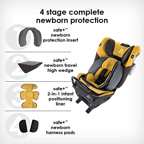 Diono Radian 3QXT SafePlus 4-in-1 Rear and Forward Facing Convertible Car Seat, Safe Plus Engineering, 4 Stage Infant Protection, 10 Years 1 Car Seat, Slim Fit 3 Across, Yellow Mineral - 3