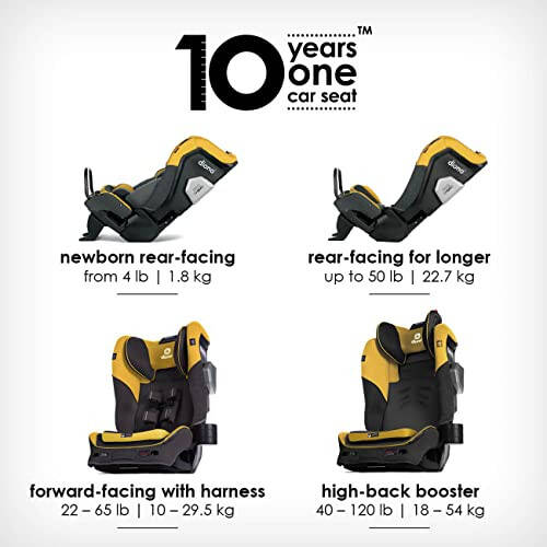 Diono Radian 3QXT SafePlus 4-in-1 Rear and Forward Facing Convertible Car Seat, Safe Plus Engineering, 4 Stage Infant Protection, 10 Years 1 Car Seat, Slim Fit 3 Across, Yellow Mineral - 6