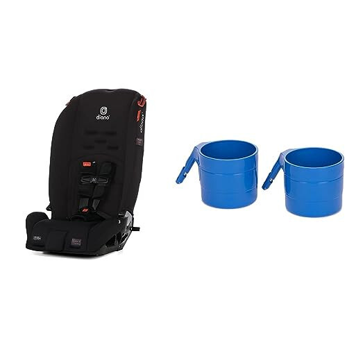 Diono Radian 3R, 3-in-1 Convertible Car Seat (Jet Black) and Car Seat Cup Holders for Radian, Everett and Rainier Car Seats (Blue Sky) - 1