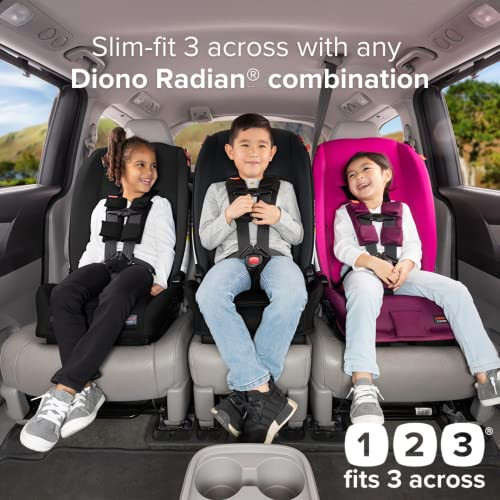 Diono Radian 3R Slim 3-Across Convertible Car Seat & Cambria 2 XL Dual Latch Booster Seat Bundle - 3