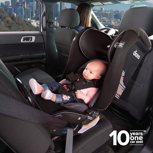 Diono Radian 3RXT SafePlus, 4-in-1 konvertatsiya qilinadigan avtomobil kreslosi, orqa va oldinga qaragan, SafePlus muhandisligi, 3 bosqichli chaqaloq himoyasi, 10 yil 1 avtomobil kreslosi, yupqa o‘rindiq 3 ta yonma-yon, qora rang - 3