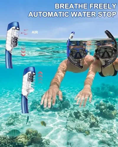 DIPUKI Kattalar uchun snorkeling uskunalari Snorkel maskasi To'plami Scuba sho'ng'in maskasi Quruq Snorkel Suzish ko'zoynaklari Suzish Sho'ng'in maskasi Burun qopqog'i Yoshlar uchun sho'ng'in - 5