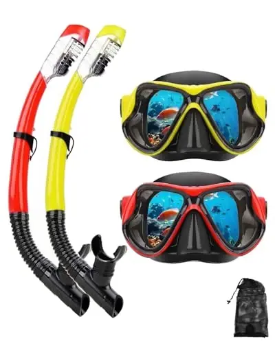 DIPUKI Kattalar uchun snorkeling uskunalari Snorkel maskasi To'plami Skuba G'avvoslik maskasi Quruq Snorkel Suzish ko'zoynaklari Suzish G'avvoslik maskasi Burun qopqog'i Yoshlar G'avvosligi - DIPUKI