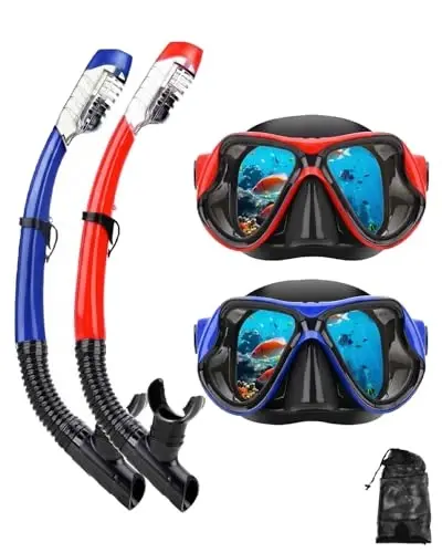 DIPUKI Kattalar uchun snorkeling uskunasi Snorkel maskasi Komplekti Scuba Diving maskasi Quruq Snorkel Suzish ko'zoynaklari Suzish sho'ng'in maskasi Burun qopqog'i Yoshlar uchun sho'ng'in 