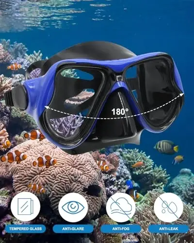 DIPUKI Kattalar uchun snorkeling uskunasi Snorkel maskasi Komplekti Scuba Diving maskasi Quruq Snorkel Suzish ko'zoynaklari Suzish sho'ng'in maskasi Burun qopqog'i Yoshlar uchun sho'ng'in - 3