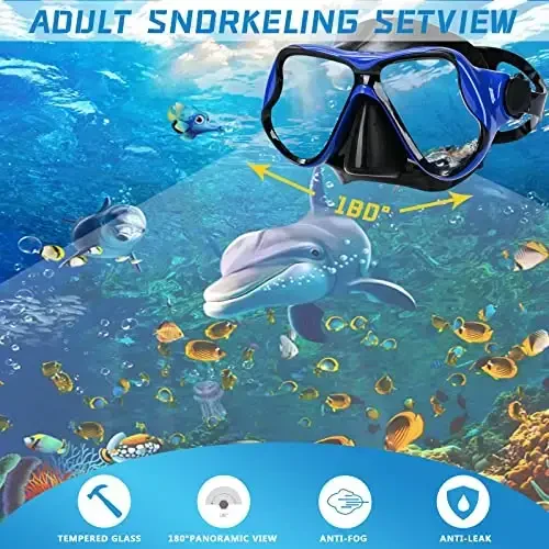 DIPUKI Kattalar uchun snorkeling uskunasi Snorkel maskasi Scuba Diving maskasi Quruq snorkel Suzish ko'zoynaklari Suzish Dive maskasi Burun qopqog'i Yoshlar uchun sho'ng'in - 2