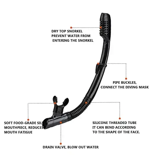 DIPUKI Kattalar uchun snorkeling uskunasi Snorkel maskasi To'plami Scuba Diving maskasi Quruq Snorkel Suzish ko'zoynaklari Suzish sho'ng'in maskasi Burun qopqog'i Yoshlar uchun sho'ng'in - 6