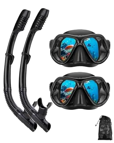DIPUKI Kattalar uchun snorkeling uskunasi Snorkel maskasi To'plami Scuba Diving maskasi Quruq Snorkel Suzish ko'zoynaklari Suzish sho'ng'in maskasi Burun qopqog'i Yoshlar uchun sho'ng'in - 1