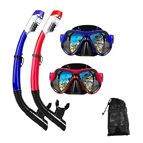 DIPUKI Snorkeling Gear for Adults Snorkel mask Set Scuba Diving mask Dry Snorkel Swimming Glasses Swim Dive mask Nose Cover Youth Diving 