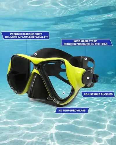 DIPUKI Snorkeling Gear for Adults Snorkel mask Set Scuba Diving mask Dry Snorkel Swimming Glasses Swim Dive mask Nose Cover Youth Diving - 4