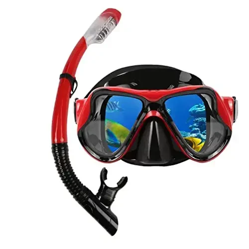 DIPUKI Snorkeling Gear for Adults Snorkel mask Set Scuba Diving mask Dry Snorkel Swimming Glasses Swim Dive mask Nose Cover Youth Diving - 7