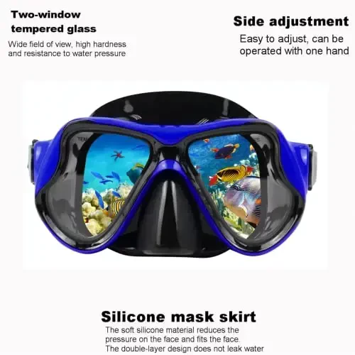 DIPUKI Snorkeling Gear for Adults Snorkel mask Set Scuba Diving mask Dry Snorkel Swimming Glasses Swim Dive mask Nose Cover Youth Diving - DIPUKI (1)