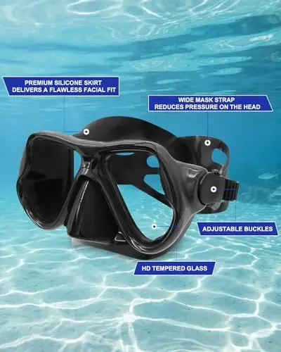 DIPUKI Snorkeling Gear for Adults Snorkel mask Set Scuba Diving mask Dry Snorkel Swimming Glasses Swim Dive mask Nose Cover Youth Diving - 3