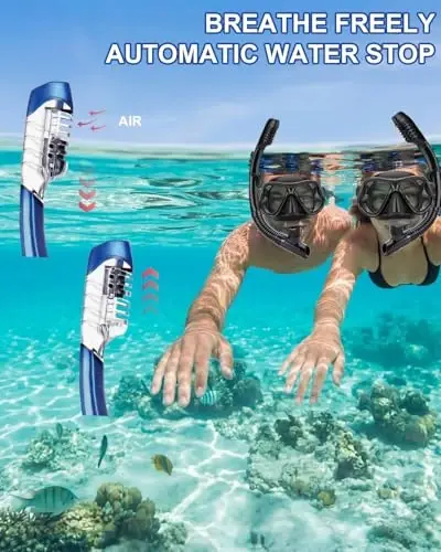 DIPUKI Snorkeling Gear for Adults Snorkel mask Set Scuba Diving mask Dry Snorkel Swimming Glasses Swim Dive mask Nose Cover Youth Diving - 4