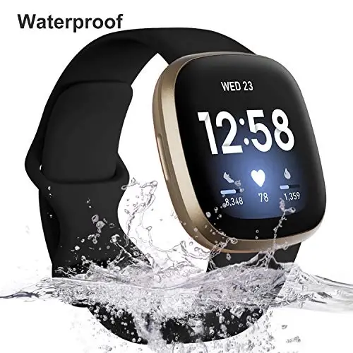 Dirrelo 4 Pack Band Compatible with Fitbit Sense & Fitbit Versa 3 Bands Women Men, Soft TPU Sport Watch Strap Replacement Versa 3 Sense Smartwatch Wristband Small, Black/Darkgreen/Darkgrey/Indigo - 3