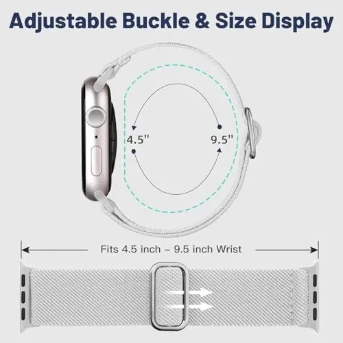 Dirrelo 5Pack Stretchy Nylon Band Apple Watch Bands bilan mos keladi, erkaklar uchun 45mm 44mm 42mm 49mm 46mm 41mm 40mm 38mm ayollar, iWatch Series 10 9 8 7 6 5 4 3 2 1 SE, Ultra uchun yumshoq elastik bilaguzuk - 6