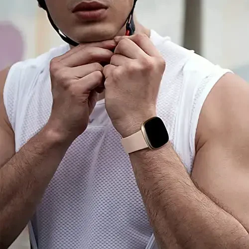 Dirrelo Bands Fitbit Sense / Versa 3 bilan mos keladi, Yumshoq TPU Sport tasmali almashtirish Versa 3 Sense Versa 4 Sense 2 Smartwatch ayollar erkaklar uchun bilaguzuk, 4 dona kichik, kulrang lavanda oq qum pushti - 4