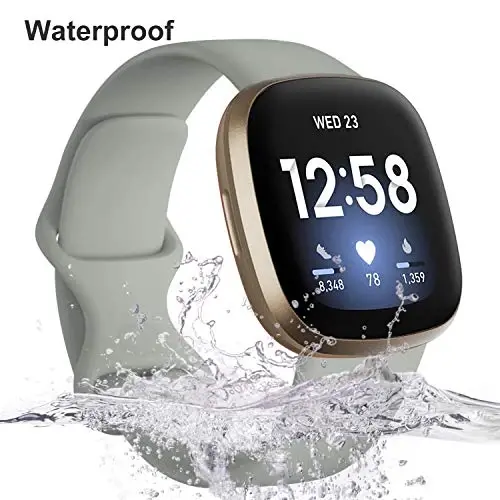 Dirrelo Bands Fitbit Versa 3 & Sense bilan mos keladi, (4 dona) O'zgartiriladigan TPU Sport bilaguzuklar Versa 3 Sense Band ayollar erkaklar uchun, Katta (Qora To'q ko'k Indigo Kulrang) - 3