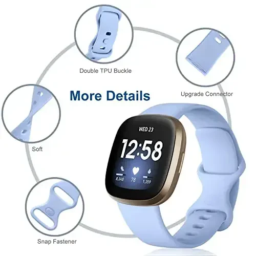 Dirrelo Compatible with Fitbit Sense & Versa Bands for Women, Soft Replacement Sport Strap Band for Versa 3/4 & Sense 2 Smart Watch - 2