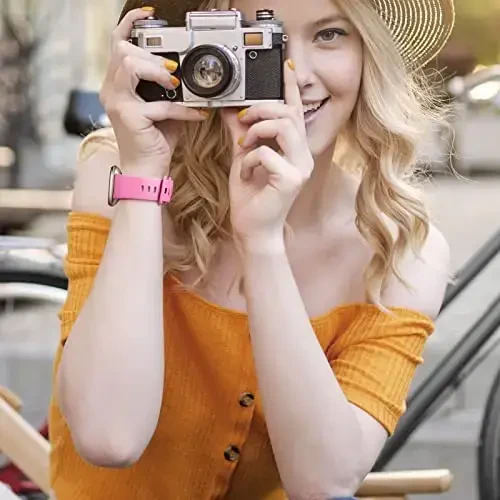 Dirrelo Compatible with Fitbit Sense & Versa Bands for Women, Soft Replacement Sport Strap Band for Versa 3/4 Sense 2 Smart Watch (Large, Black/Luminous Pink/Luminous Green/Luminous Blue) - 6