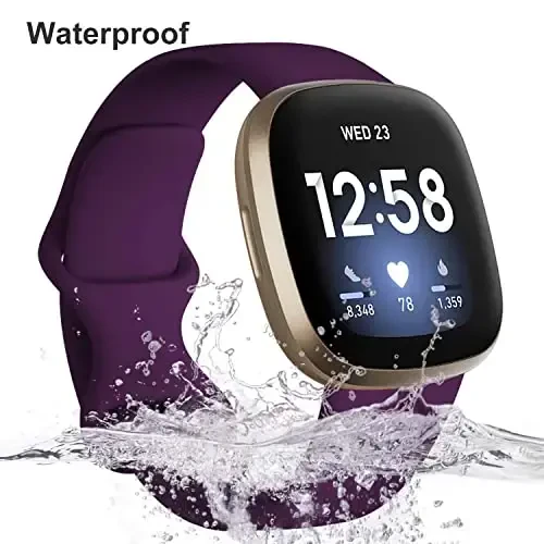 Dirrelo Fitbit Sense/Versa 3 uchun mos keluvchi tasmalar, (4 dona) Versa 3 Sense tasmalar ayollar erkaklar uchun almashtiriladigan TPU sport bilakuzuklari, Large, Qora Modena Moviy-kulrang Qarag'ay yashili - 3