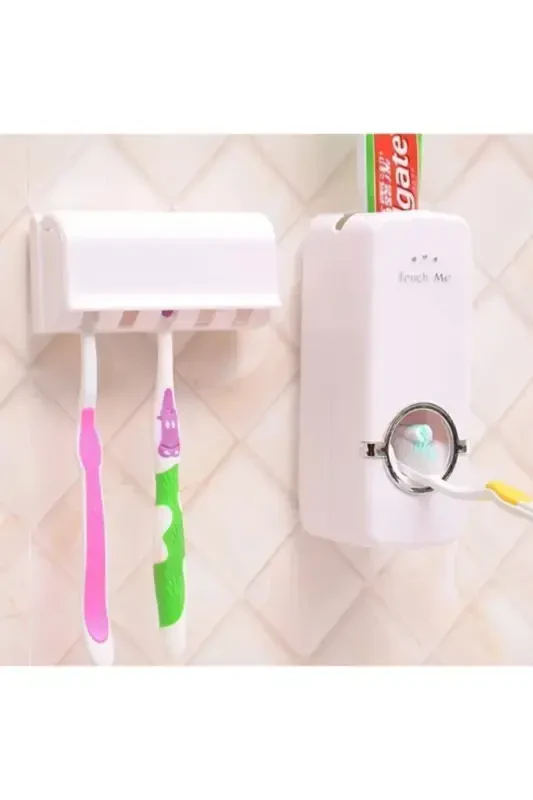 Diş Macunu Sıkacağı Ve 5'li Diş Fırçalığı Macun Sıkıcı Diş Fırçası Tutucu - 2
