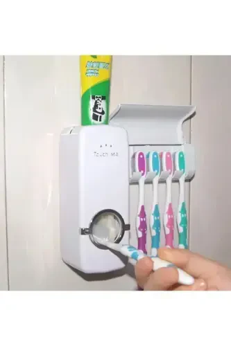 Diş Macunu Sıkacağı Ve 5'li Diş Fırçalığı Macun Sıkıcı Diş Fırçası Tutucu - 4