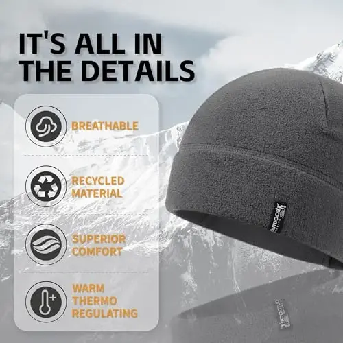 OUTDOOR SHAPING 2 Pack Tactical Fleece Cap Winter Warm Beanie Military Army Watch Cap Gift for Men Women - 3