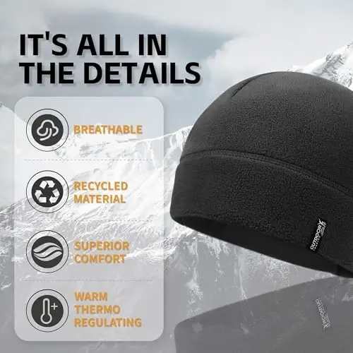 OUTDOOR SHAPING 2 Pack Tactical Fleece Cap Winter Warm Beanie Military Army Watch Cap Gift for Men Women - 3