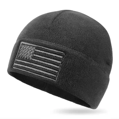 OUTDOOR SHAPING American Flag Fleece Watch Cap, USA Multi-Season Army Military Tactical Beanie, Winter Warm Beanie 