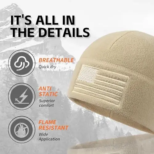 OUTDOOR SHAPING American Flag Fleece Watch Cap, USA Multi-Season Army Military Tactical Beanie, Winter Warm Beanie - 3
