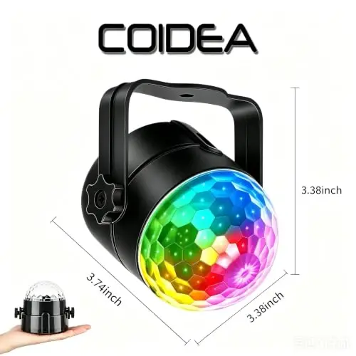 Disco Ball Disco Lights-COIDEA Party Sound Activated Strobe Light with Remote Control DJ Lighting,Led 3W RGB Light Ball, Dance lightshow for Halloween Home Room Parties Kids Birthday Wedding Show - 1