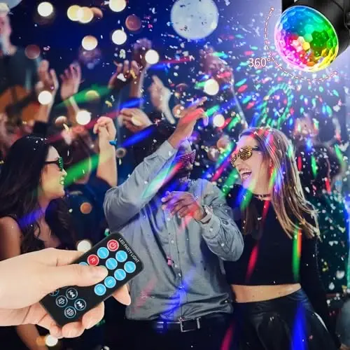 Disco Ball Disco Lights-COIDEA Party Sound Activated Strobe Light with Remote Control DJ Lighting,Led 3W RGB Light Ball, Dance lightshow for Halloween Home Room Parties Kids Birthday Wedding Show - 7