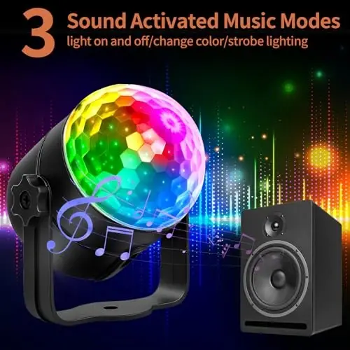Disco Ball Disco Lights-COIDEA Party Sound Activated Strobe Light with Remote Control DJ Lighting,Led 3W RGB Light Ball, Dance lightshow for Halloween Home Room Parties Kids Birthday Wedding Show - 4