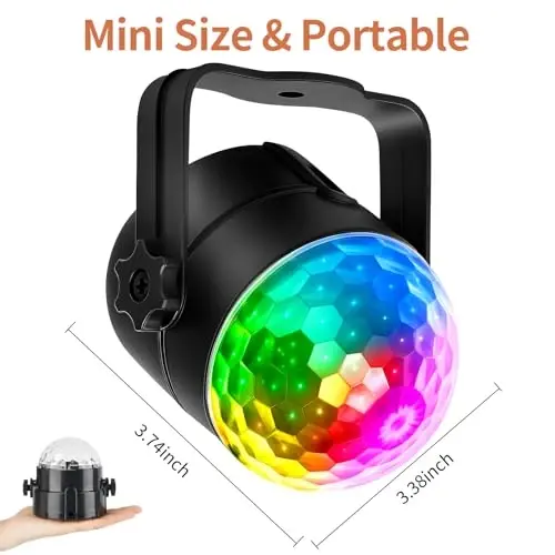 Disco Ball Disco Lights-COIDEA Party Sound Activated Strobe Light with Remote Control DJ Lighting,Led 3W RGB Light Ball, Dance lightshow for Halloween Home Room Parties Kids Birthday Wedding Show - 5