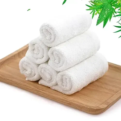 Dish Cloths 6 Pack, 10x14 inch Small Kitchen Washcloths for Washing Dishes, Lint Free Fast Dry Reusable Cleaning Cloth, Ultra Soft & Scratch Free Terry Dish Rag, Easy to Rinse White Dishcloths - JEFFSUN