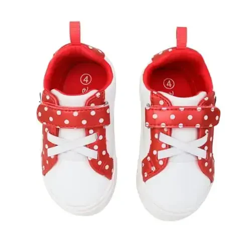 Disney Infant Sneakers - Winnie The Pooh and Minnie Mouse Baby Court Sneakers with a Hook and Loop Closure - 1