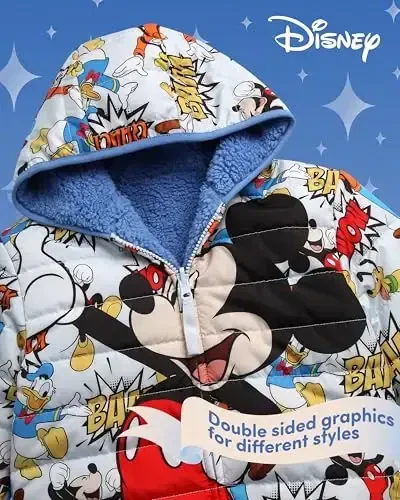 Disney Boys' Jacket - Mikki Maus to'liq zipli kurtkasi, Sherpa astarli - O'giriluvchi iliq Sherpa kurtkasi bolalar uchun (3T-6) - 4