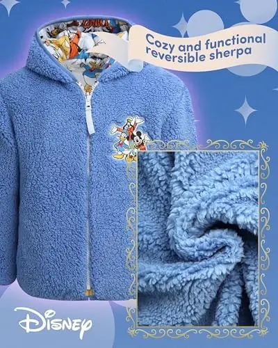 Disney Boys' Jacket - Mikki Maus to'liq zipli kurtkasi, Sherpa astarli - O'giriluvchi iliq Sherpa kurtkasi bolalar uchun (3T-6) - 6