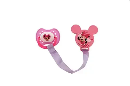 Disney Cuddle Me Minnie Mouse Baby Girl 4 Pack of 2 Pacifiers & 2 Clips with Hearts for Min Print - 3