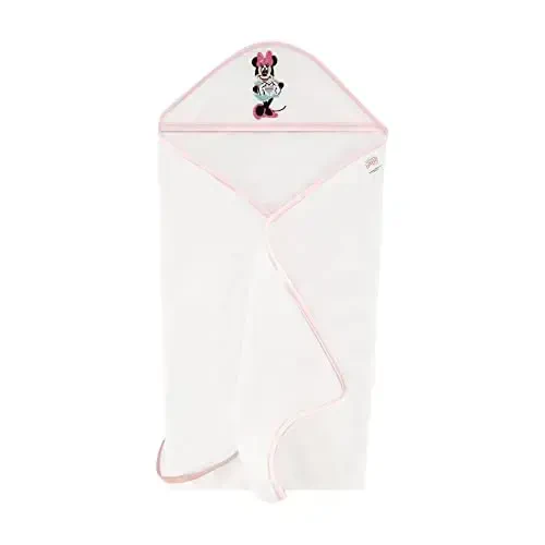 Disney Cudlie Baby Girl Minnie Mouse 2 Pack Rolled/Carded Hooded Towels in Tiny Stripe Print - 4