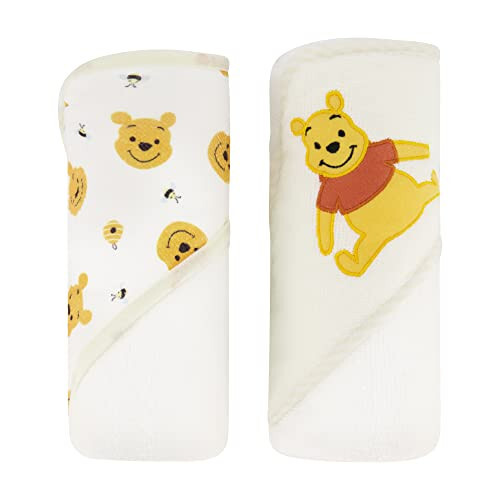 Disney Cudlie Baby Winnie The Pooh 2 Pack Rolled/Carded Hooded Towels in Sweet Life Print, 1 Count - 31