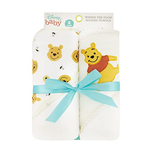 Disney Cudlie Baby Winnie The Pooh 2 Pack Rolled/Carded Hooded Towels in Sweet Life Print, 1 Count - 36