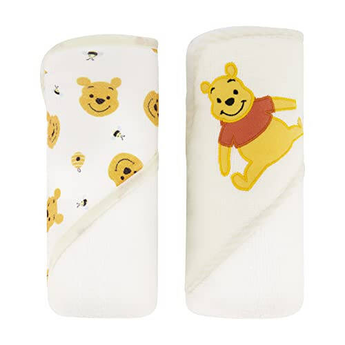 Disney Cudlie Baby Winnie The Pooh 2 Pack Rolled/Carded Hooded Towels in Sweet Life Print, 1 Count - 25