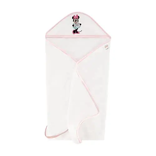 Disney Cudlie Baby Girl Minnie Mouse 2 Pack Rolled/Carded Hooded Towels in Tiny Stripe Print - 4
