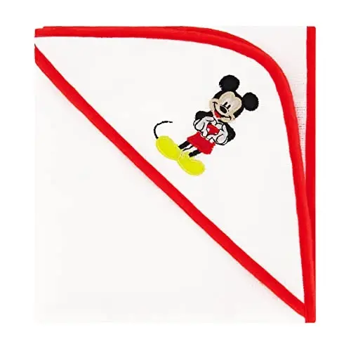 Disney Cudlie Baby Boy Mickey Mouse 2 Pack Rolled/Carded Hooded Towels in Happy Place Print - 6